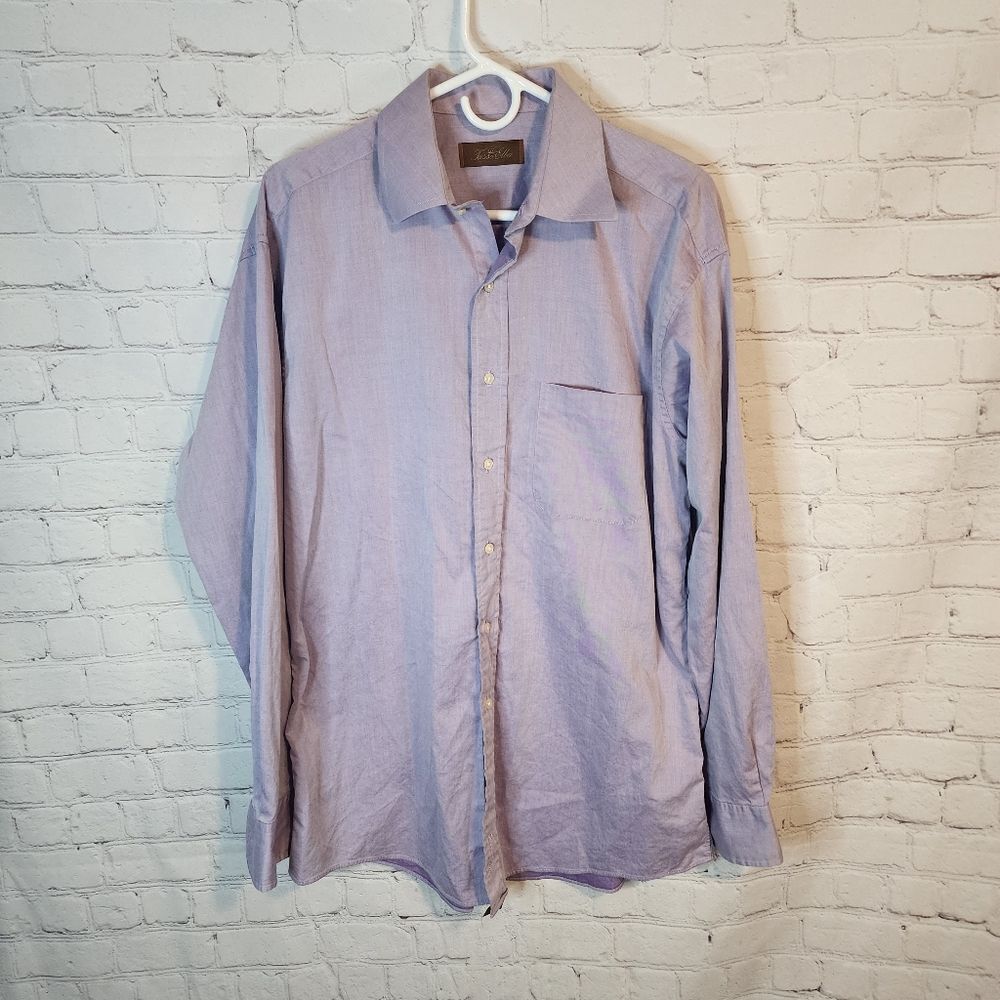 Men's Tasso Elba Lavender Longsleeve Button-Up Shirt